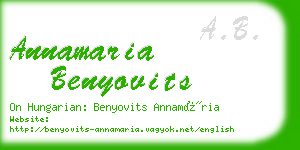 annamaria benyovits business card